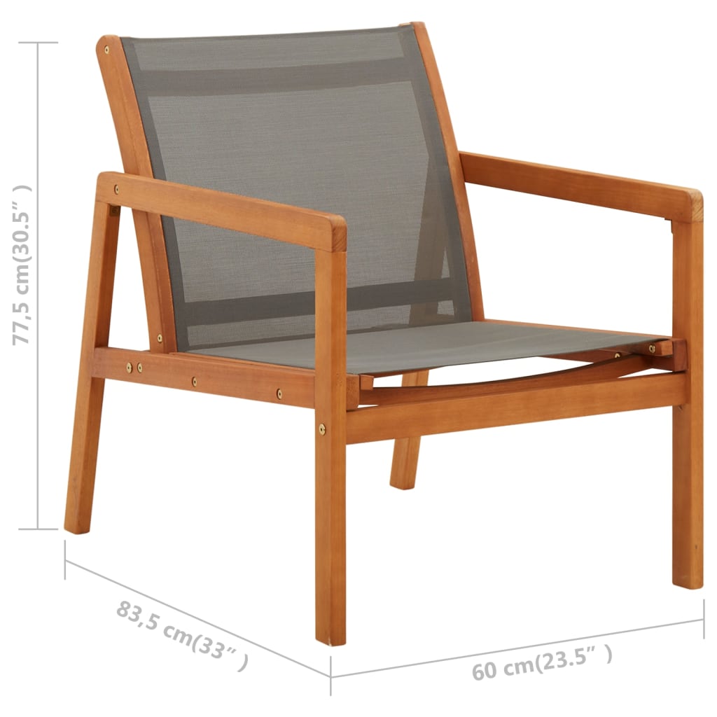 Garten-Loungestuhl Massivholz Eukalyptus Und Textilene Grau