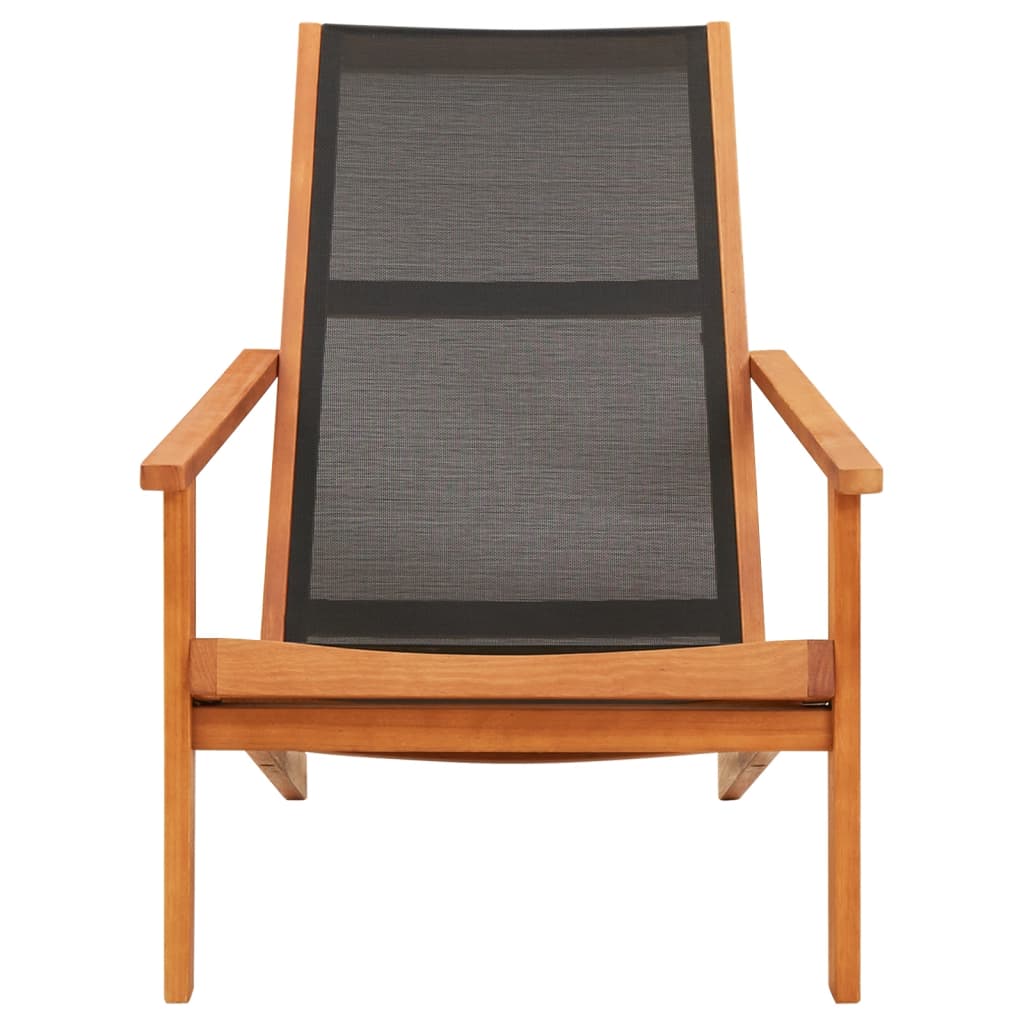 Garten-Loungestuhl Massivholz Eukalyptus Und Textilene Schwarz