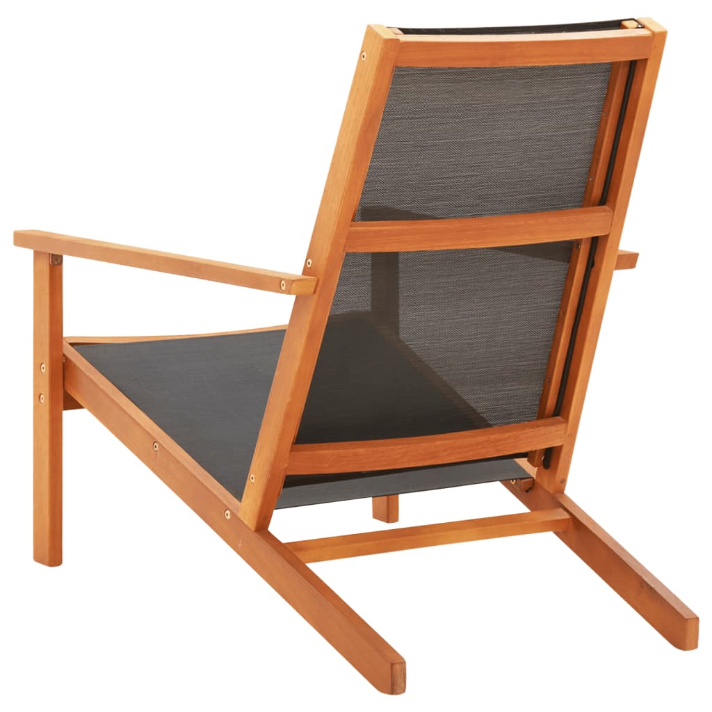 Garten-Loungestuhl Massivholz Eukalyptus Und Textilene Schwarz