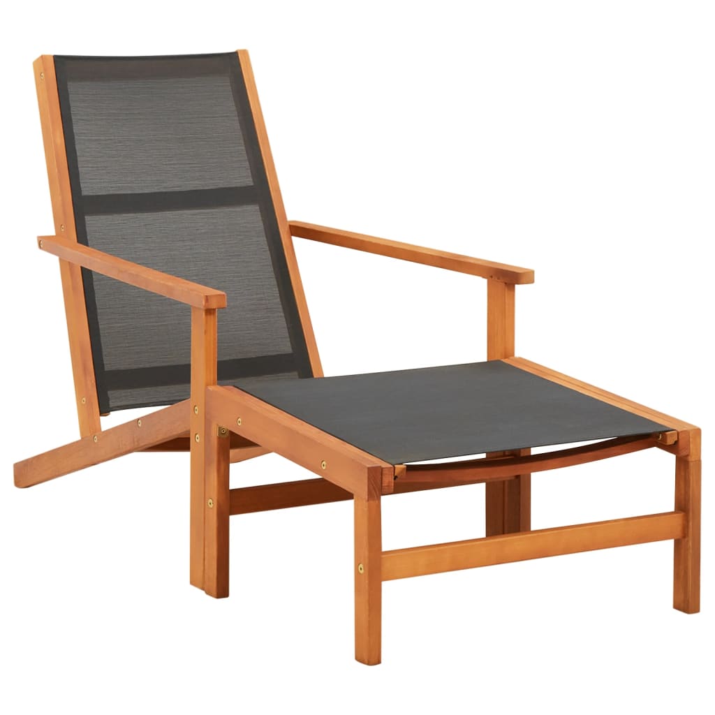 Garten-Loungestuhl Massivholz Eukalyptus Und Textilene Schwarz