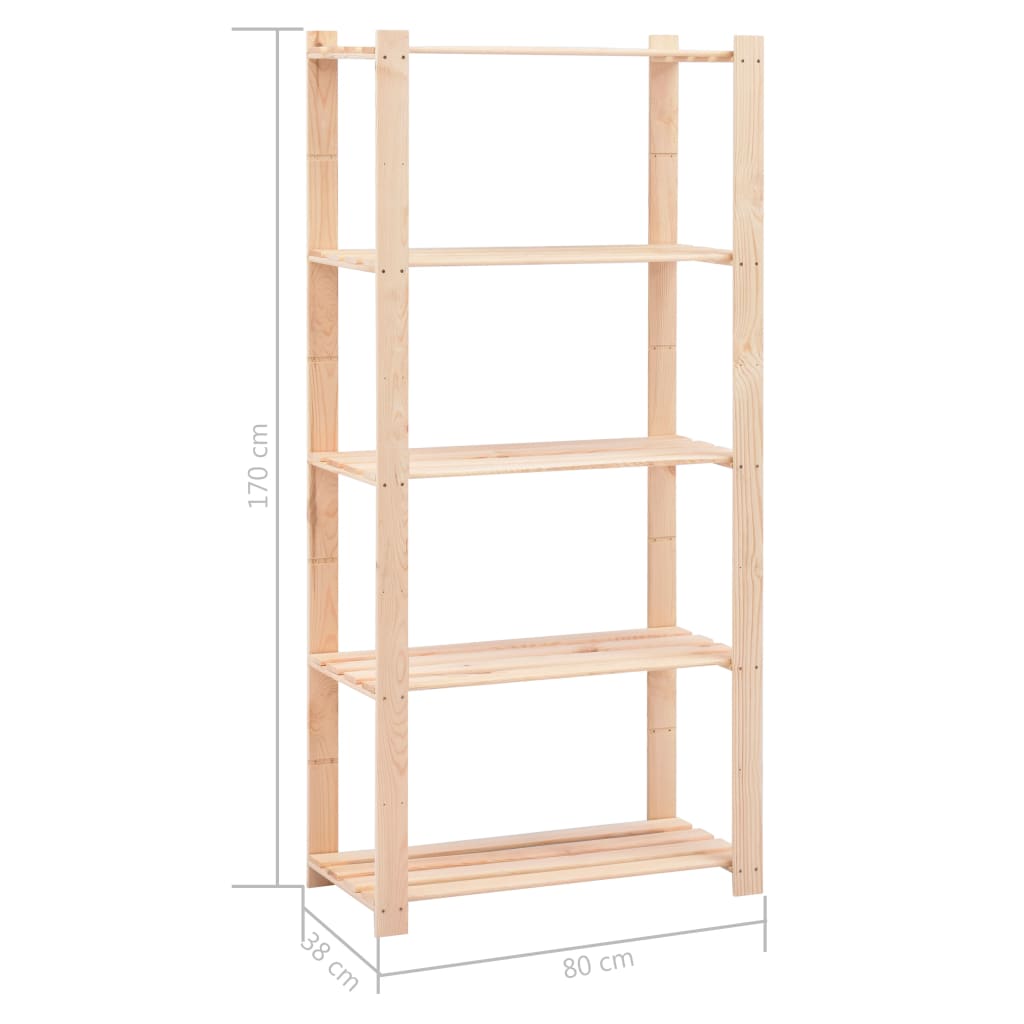 Regale 5 Böden 2 Stk. 80×38×170 Cm Kiefer Massivholz 250 Kg