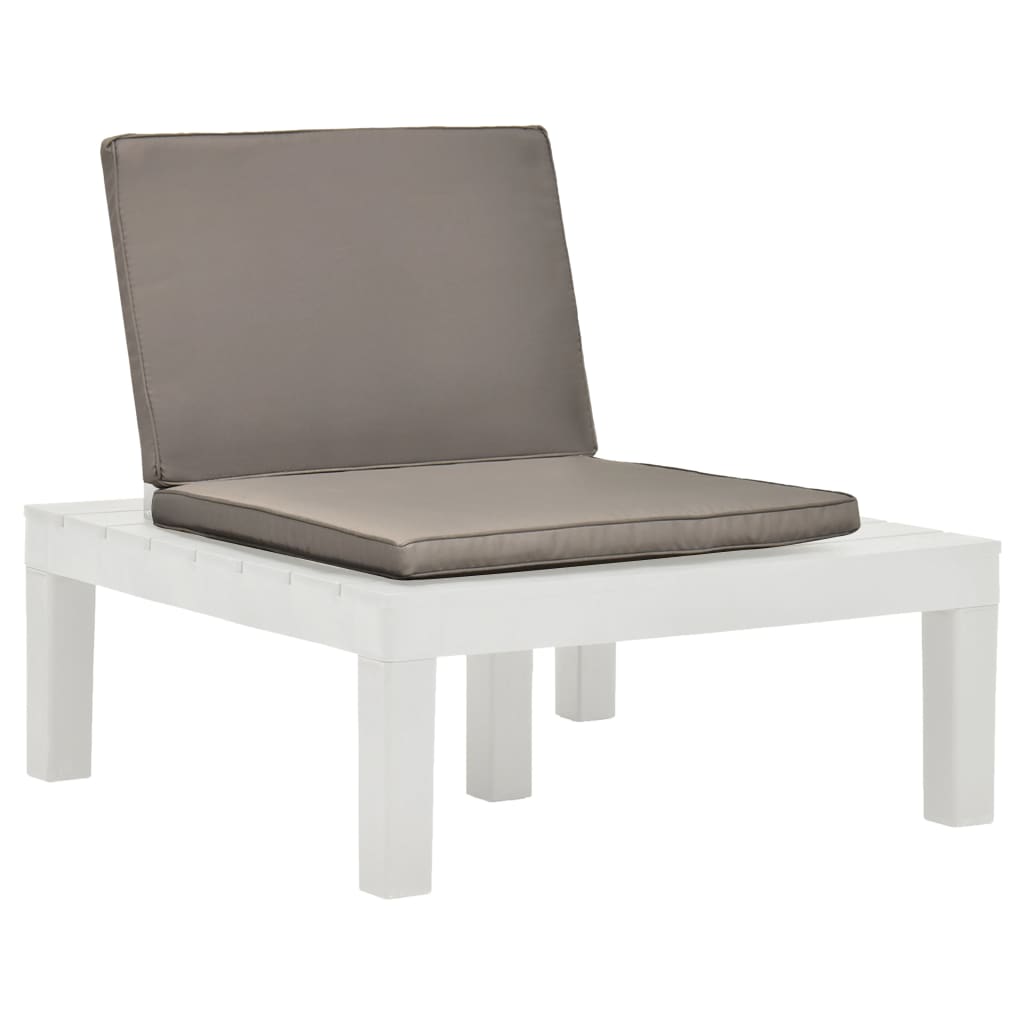 Garten-Lounge-Stuhl Mit Sitzpolster Kunststoff Weiß