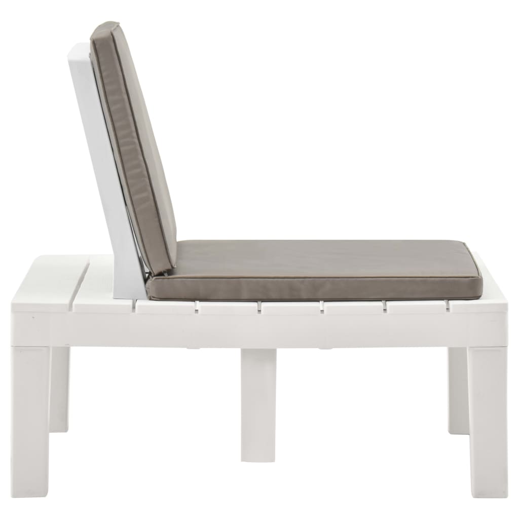 Garten-Lounge-Stuhl Mit Sitzpolster Kunststoff Weiß