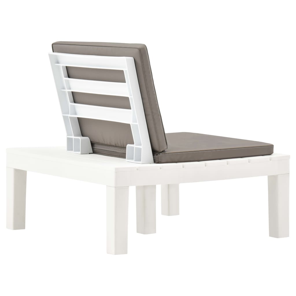 Garten-Lounge-Stuhl Mit Sitzpolster Kunststoff Weiß