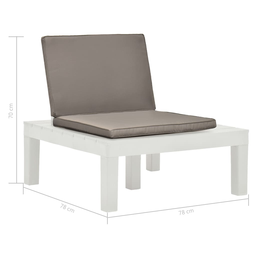 Garten-Lounge-Stuhl Mit Sitzpolster Kunststoff Weiß