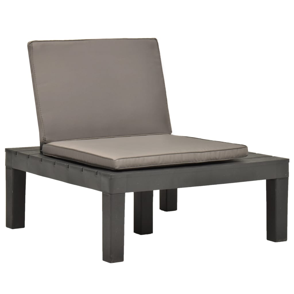 Garten-Lounge-Stuhl Mit Sitzpolster Kunststoff Anthrazit