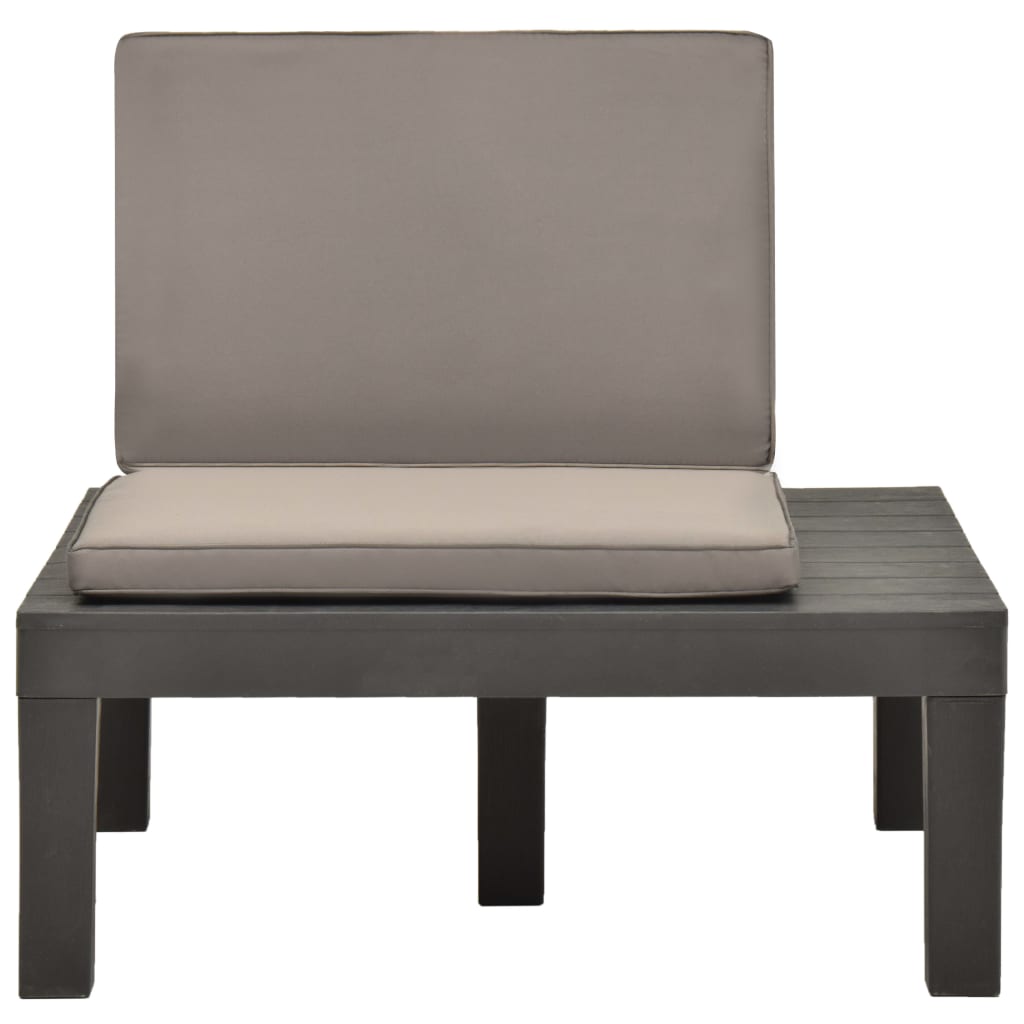 Garten-Lounge-Stuhl Mit Sitzpolster Kunststoff Anthrazit