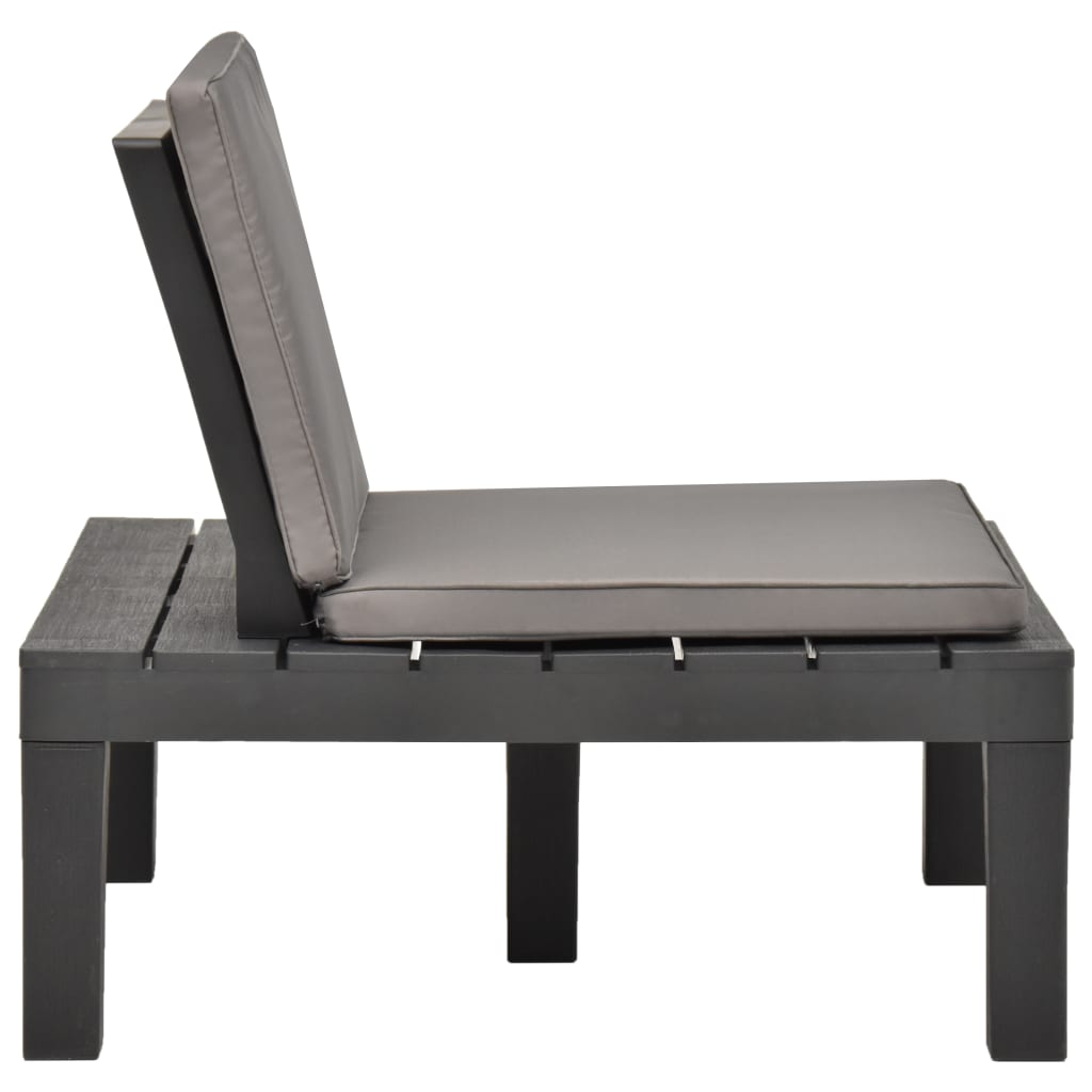 Garten-Lounge-Stuhl Mit Sitzpolster Kunststoff Anthrazit