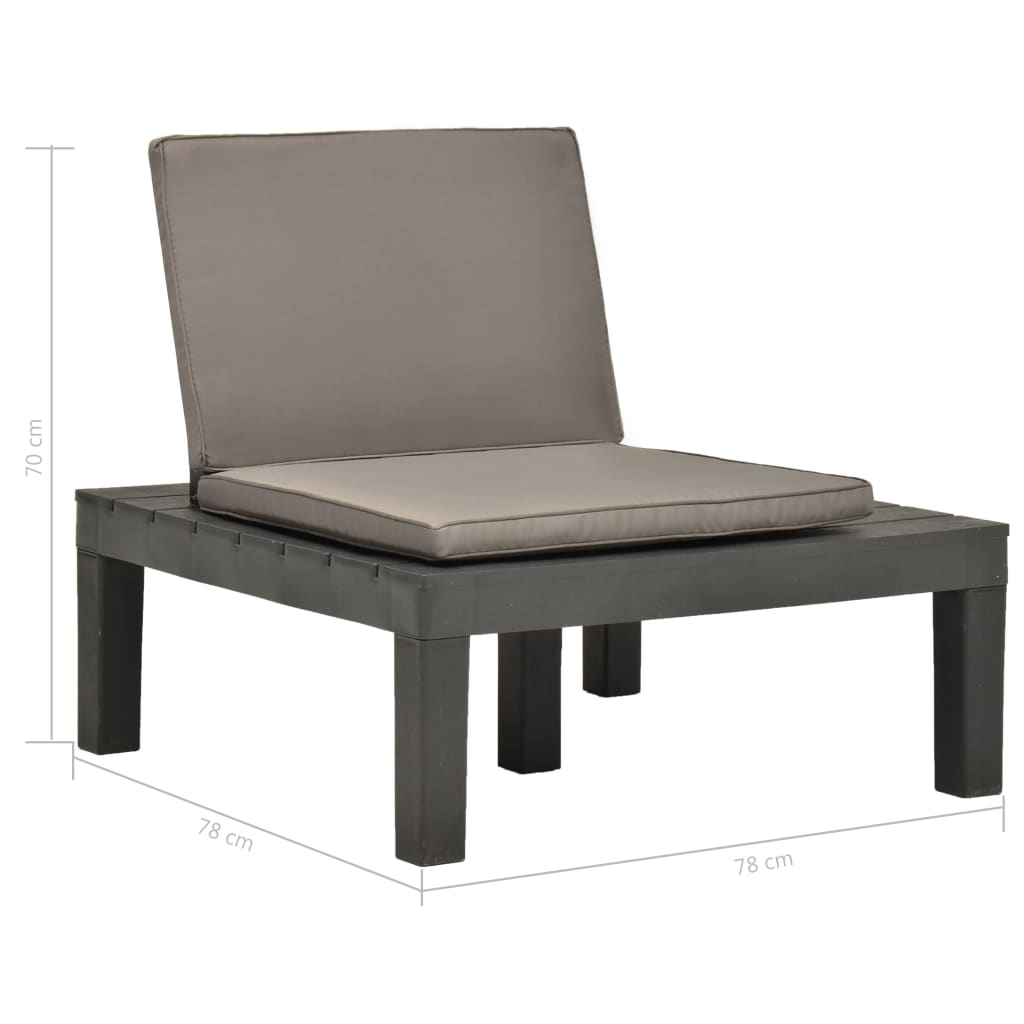 Garten-Lounge-Stuhl Mit Sitzpolster Kunststoff Anthrazit