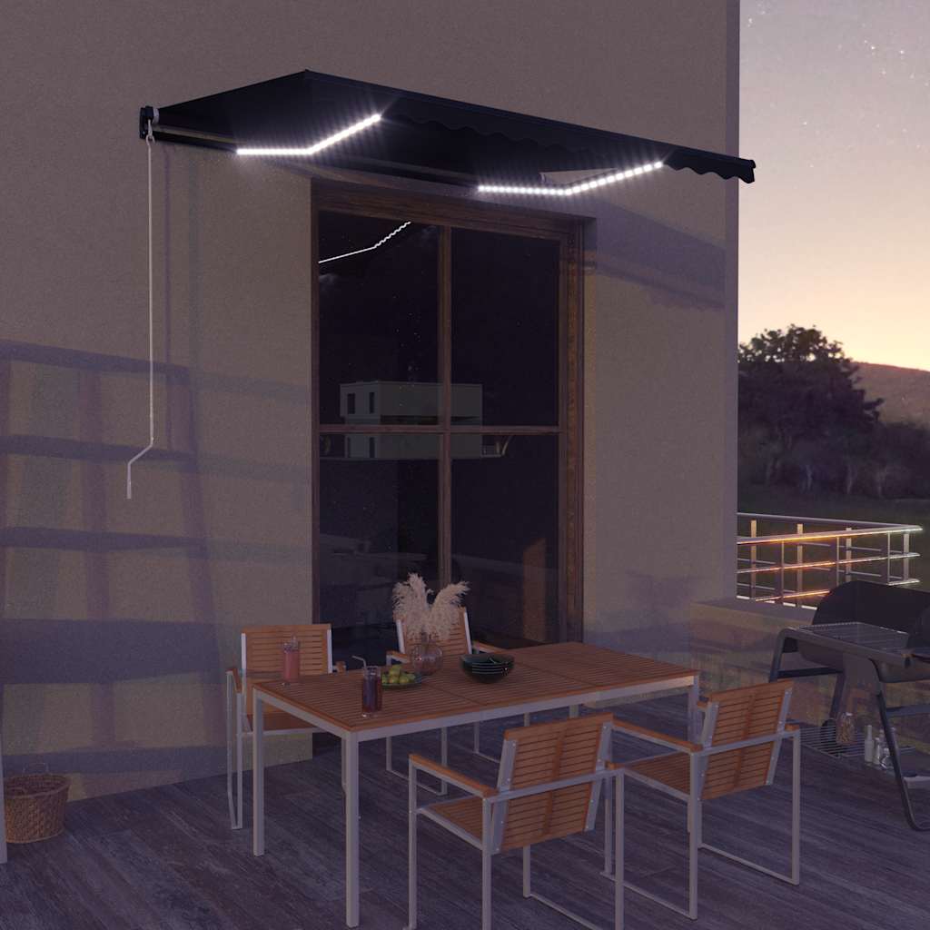 Markise Manuell Einziehbar Mit Led Anthrazit