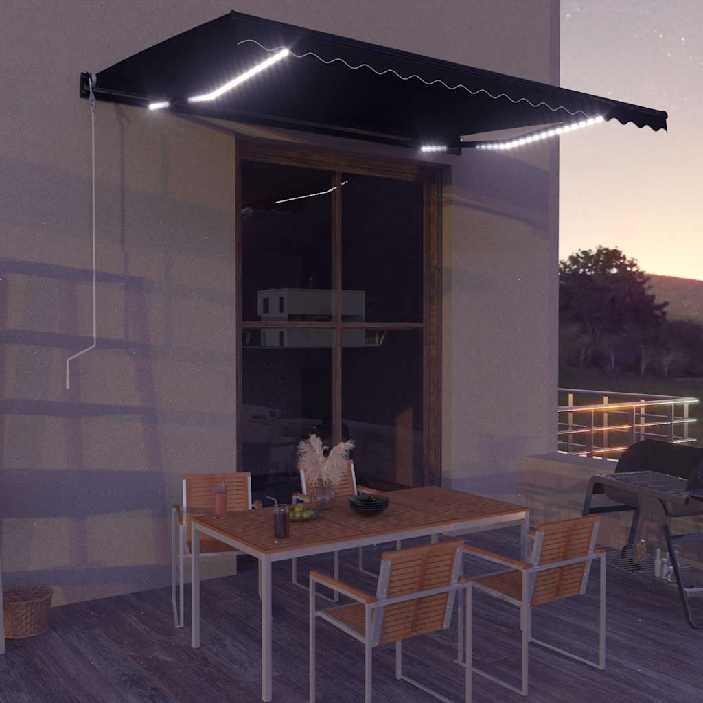 Markise Manuell Einziehbar Mit Led Anthrazit