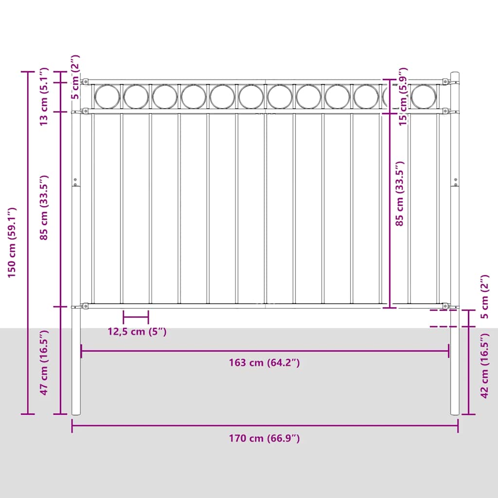 Gartenzaun Assen Stahl 1,7 X 1 M