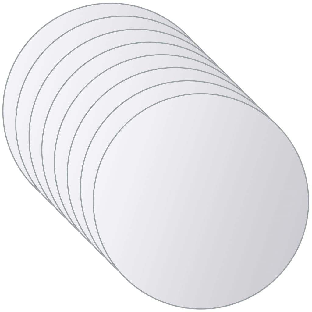 16-Tlg. Spiegelfliesen-Set Rund Glas