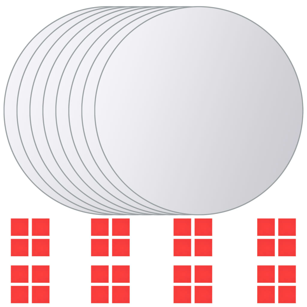 16-Tlg. Spiegelfliesen-Set Rund Glas
