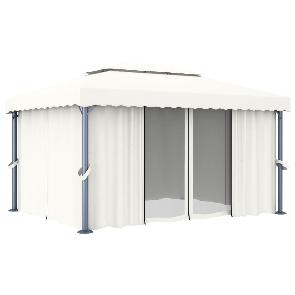 Pavillon Mit Vorhang Creme Aluminium