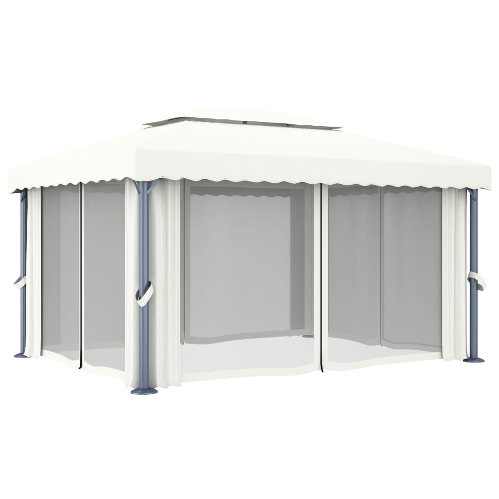 Pavillon Mit Vorhang Creme Aluminium