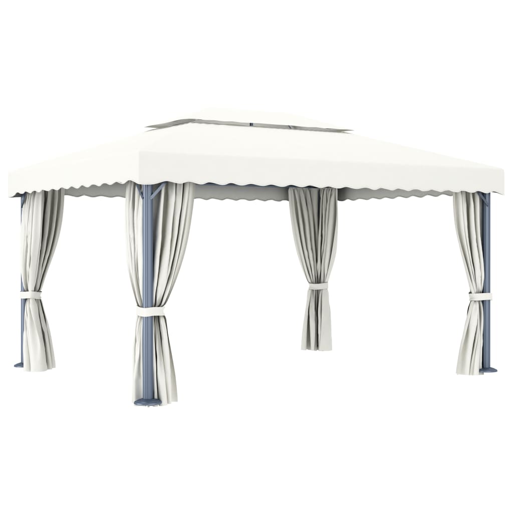 Pavillon Mit Vorhang Creme Aluminium