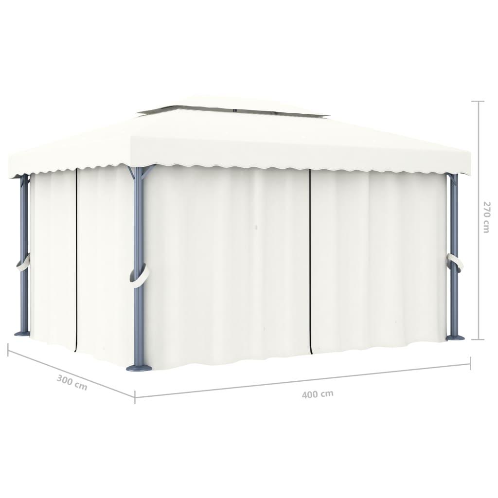 Pavillon Mit Vorhang Creme Aluminium
