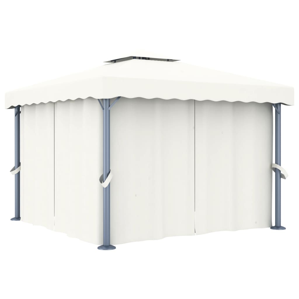 Pavillon Mit Vorhang Creme Aluminium