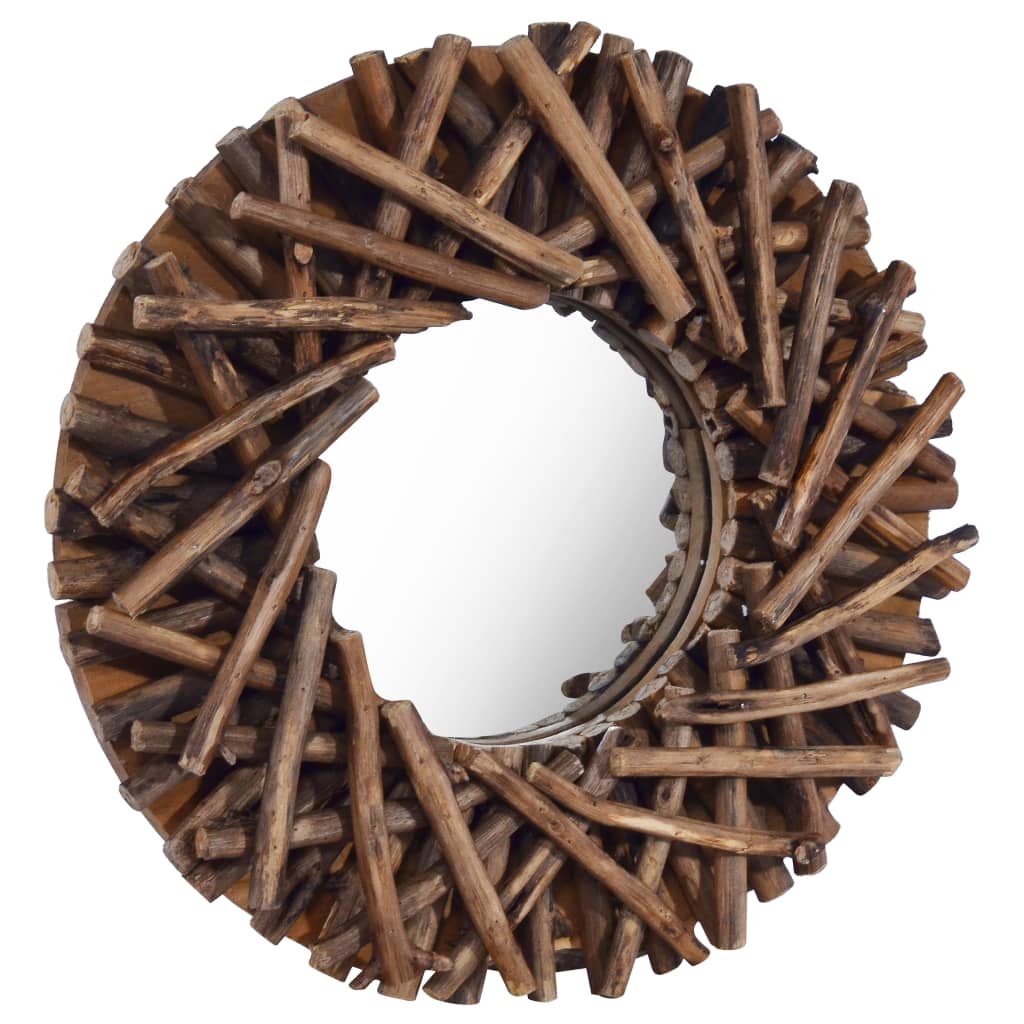 Wandspiegel 40 Cm Teak Rund