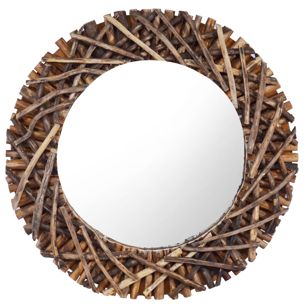 Wandspiegel 40 Cm Teak Rund