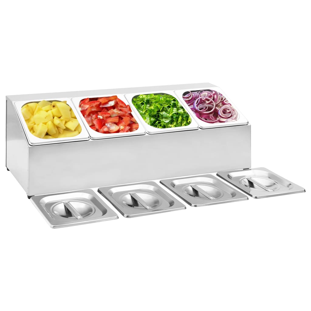 Gastronorm-Ständer Mit 8 Gn 1/6 Behältern Edelstahl