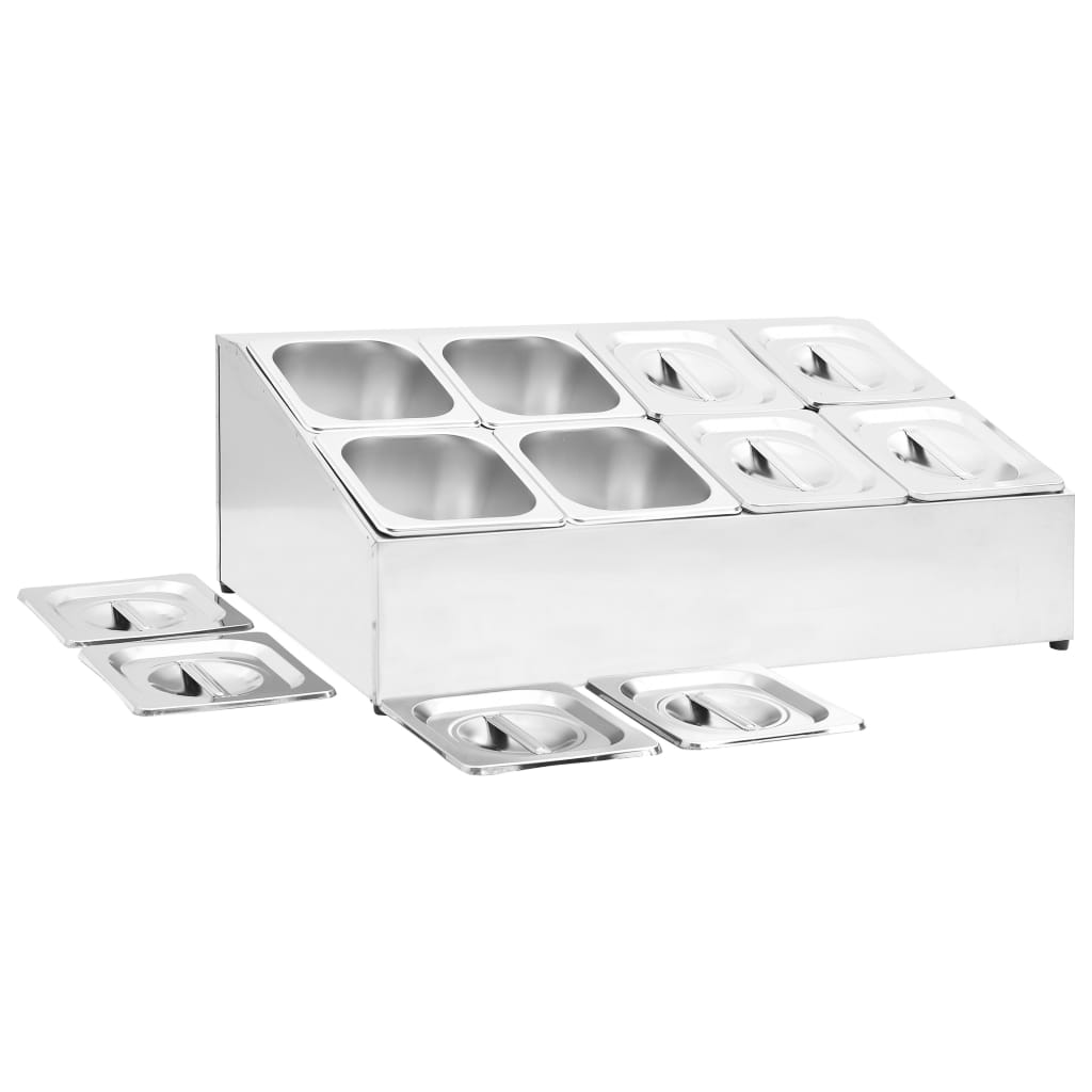 Gastronorm-Ständer Mit 8 Gn 1/6 Behältern Edelstahl