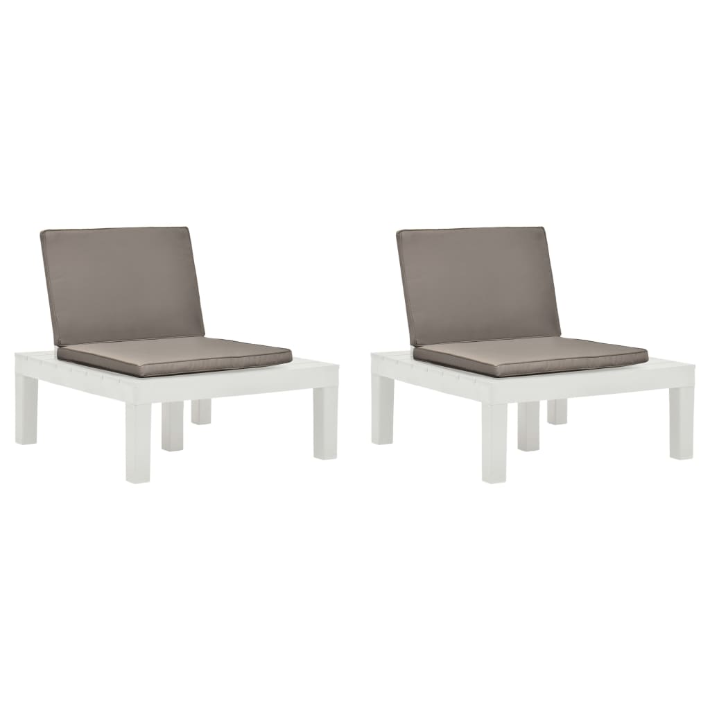 Garten-Lounge-Stuhl Mit Sitzpolster Kunststoff Weiß