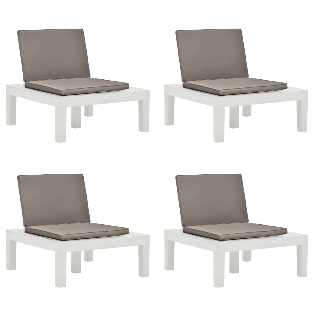 Garten-Lounge-Stuhl Mit Sitzpolster Kunststoff Weiß