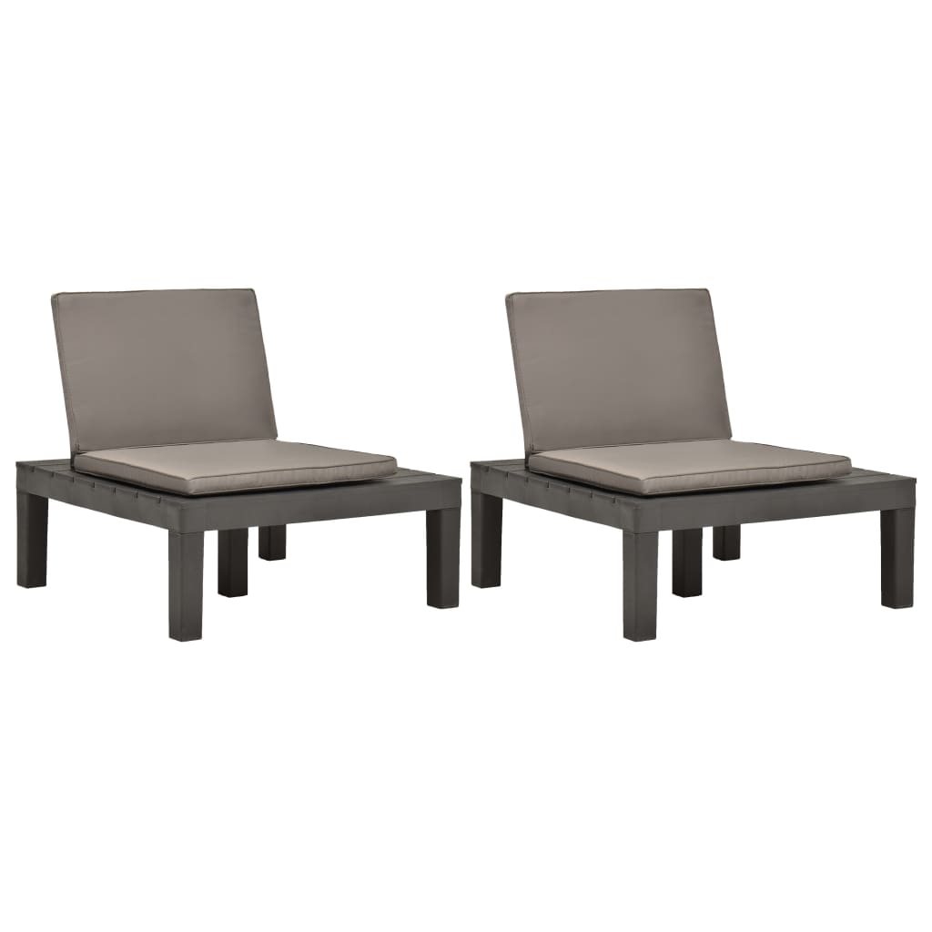 Garten-Lounge-Stuhl Mit Sitzpolster Kunststoff Anthrazit