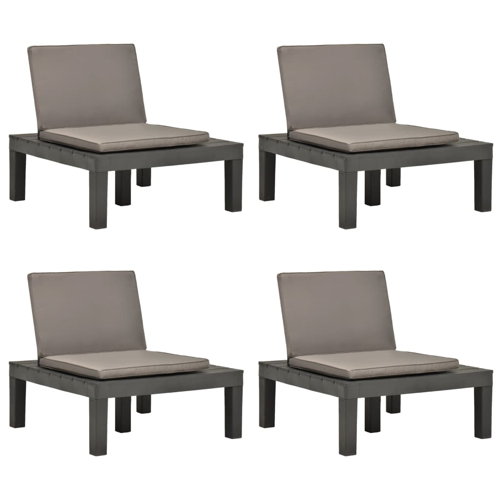 Garten-Lounge-Stuhl Mit Sitzpolster Kunststoff Anthrazit