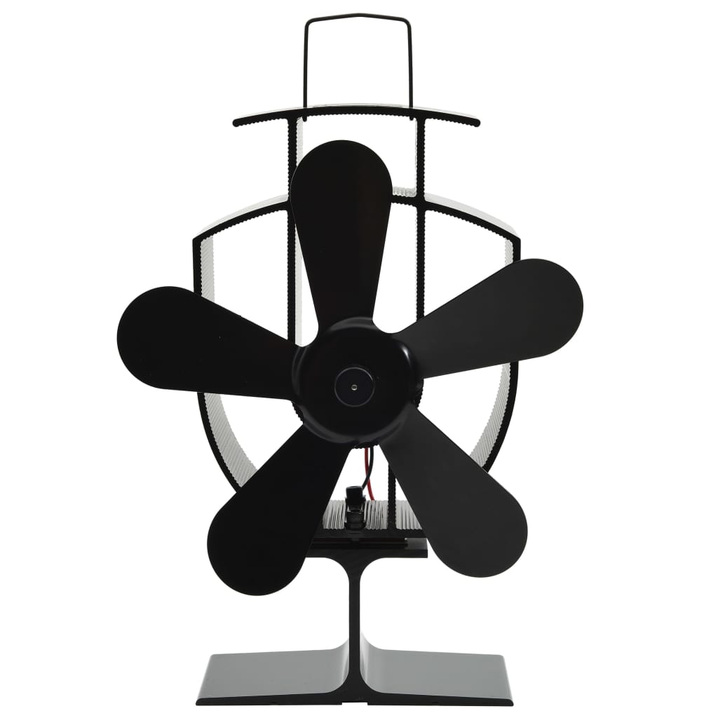 Ofenventilator Wärmebetrieben 3 Blätter Schwarz