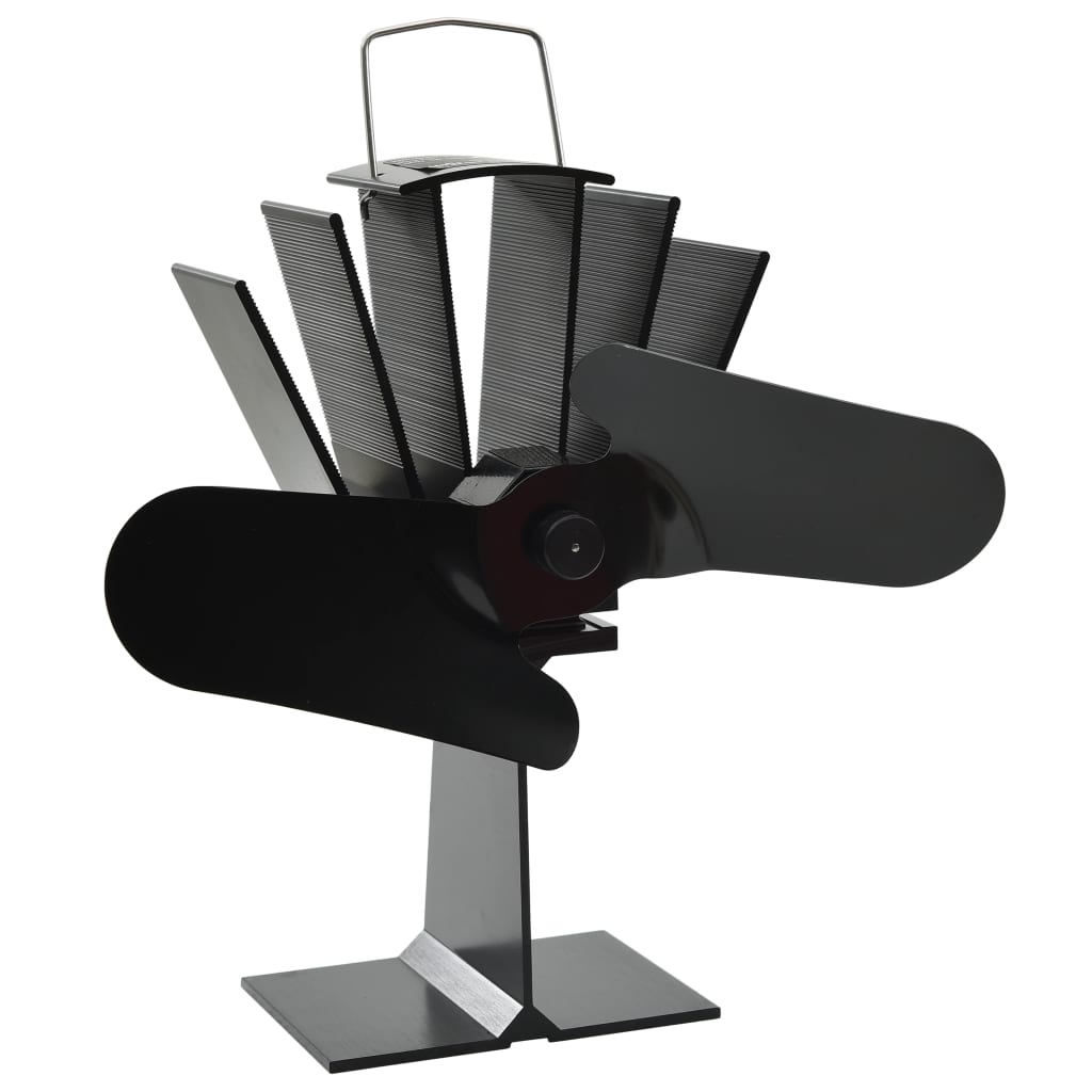 Ofenventilator Wärmebetrieben 3 Blätter Schwarz