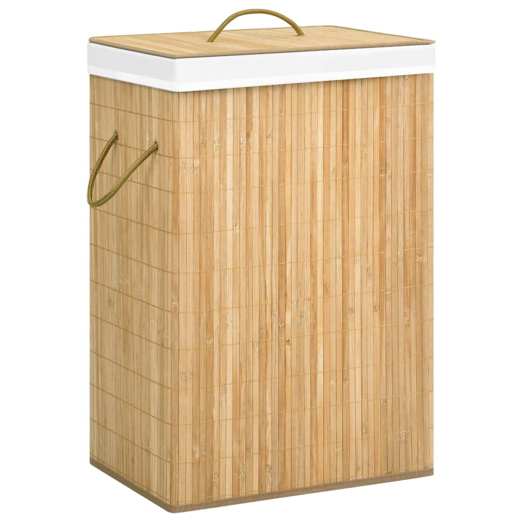 Bambus-Wäschekorb Mit 2 Fächern Braun 100 L