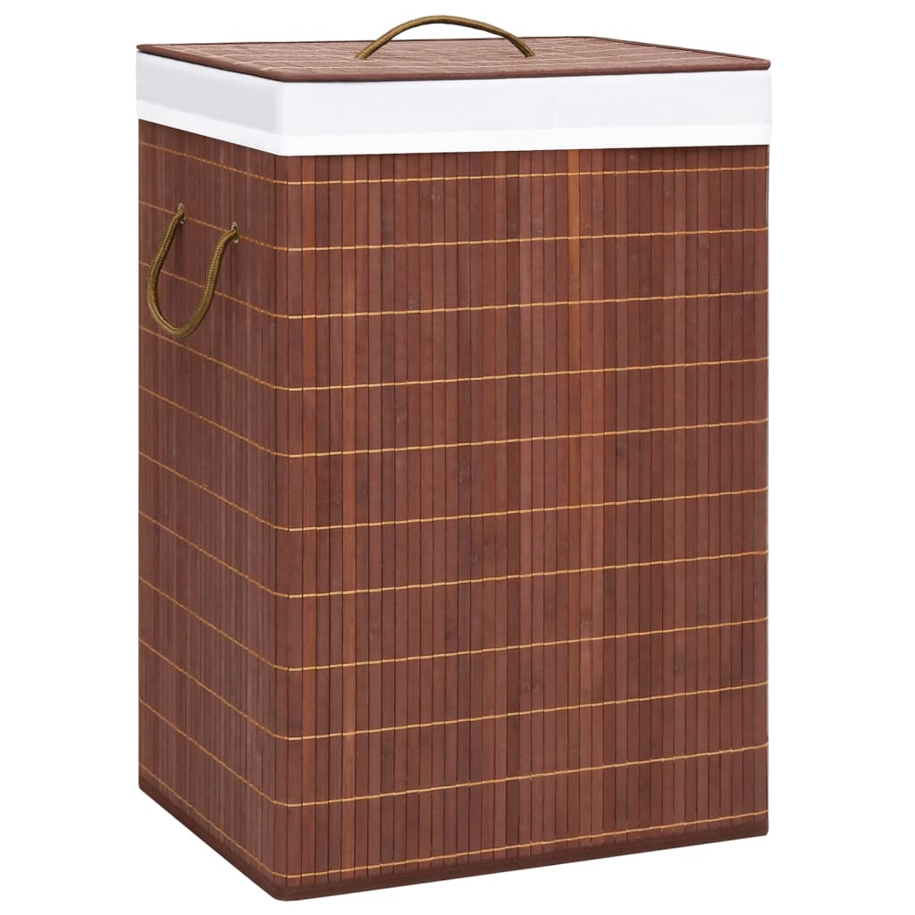 Bambus-Wäschekorb Mit 2 Fächern Braun 100 L
