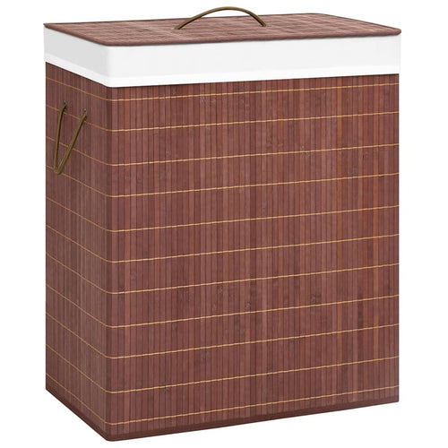 Bambus-Wäschekorb Mit 2 Fächern Braun 100 L