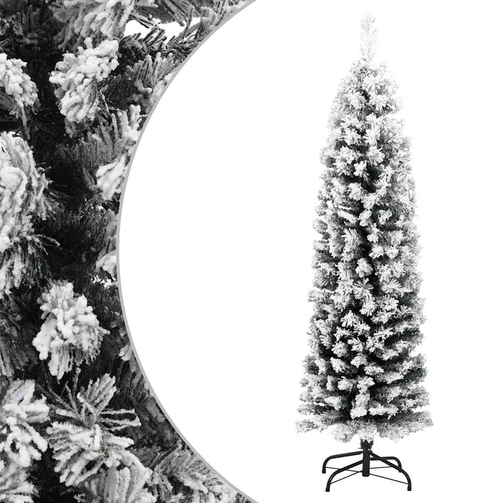 Künstlicher Weihnachtsbaum Schlank Mit Schnee Grün Pvc Grün Und Weiß