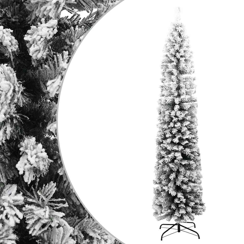 Künstlicher Weihnachtsbaum Schlank Mit Schnee Grün Pvc Grün Und Weiß