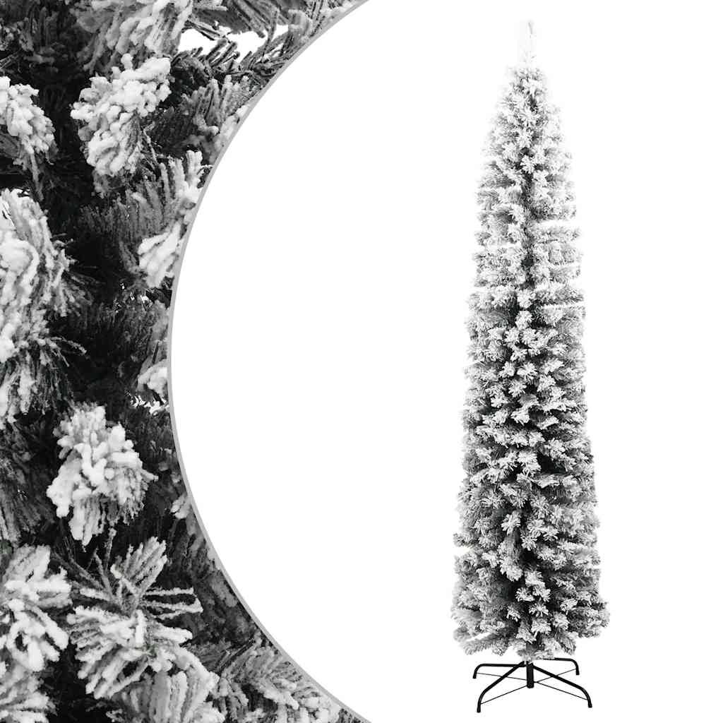 Künstlicher Weihnachtsbaum Schlank Mit Schnee Grün Pvc Grün Und Weiß