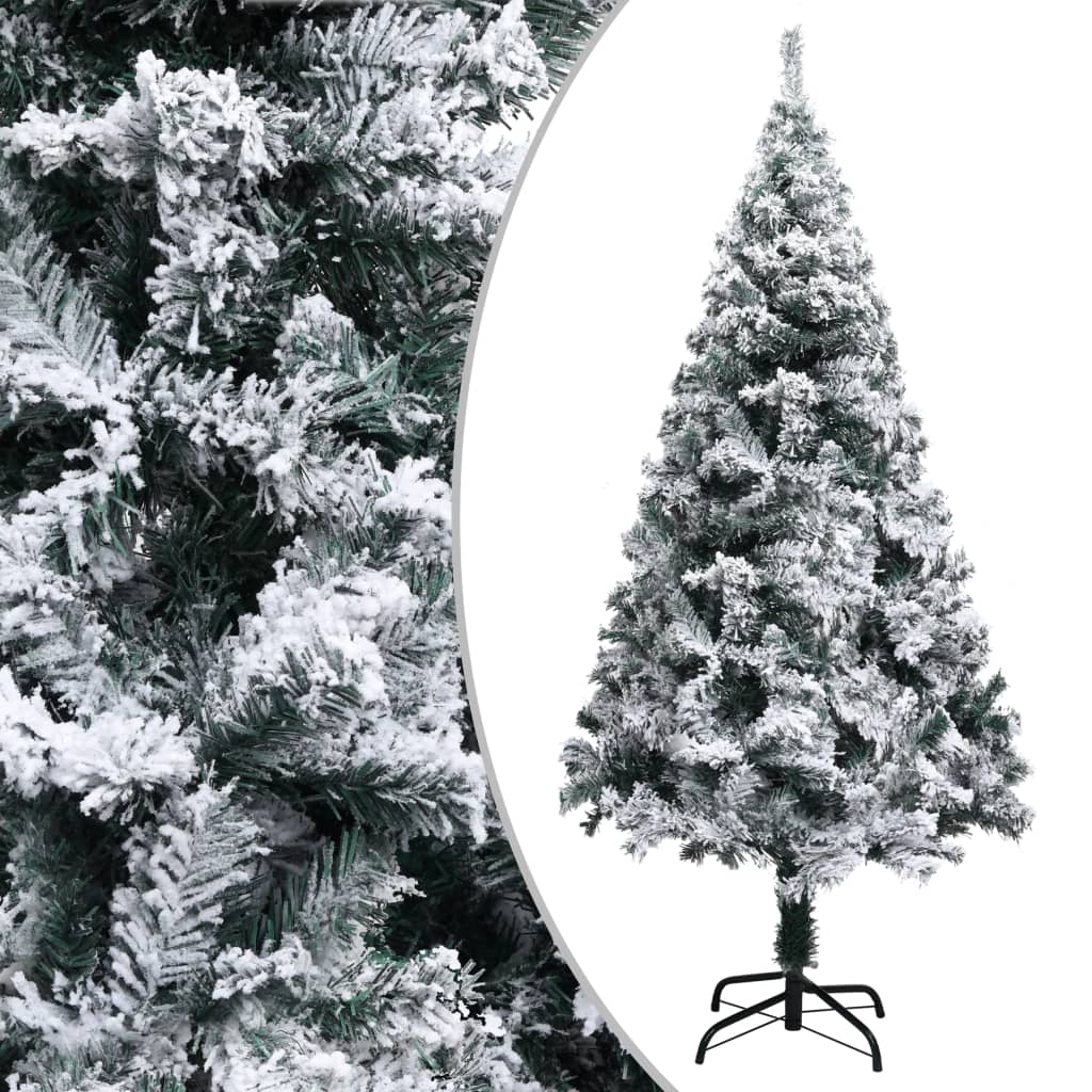 Künstlicher Weihnachtsbaum Mit Schnee Grün 150 Cm Pvc Grün Und Weiß