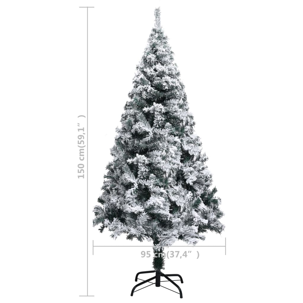 Künstlicher Weihnachtsbaum Mit Schnee Grün 150 Cm Pvc Grün Und Weiß