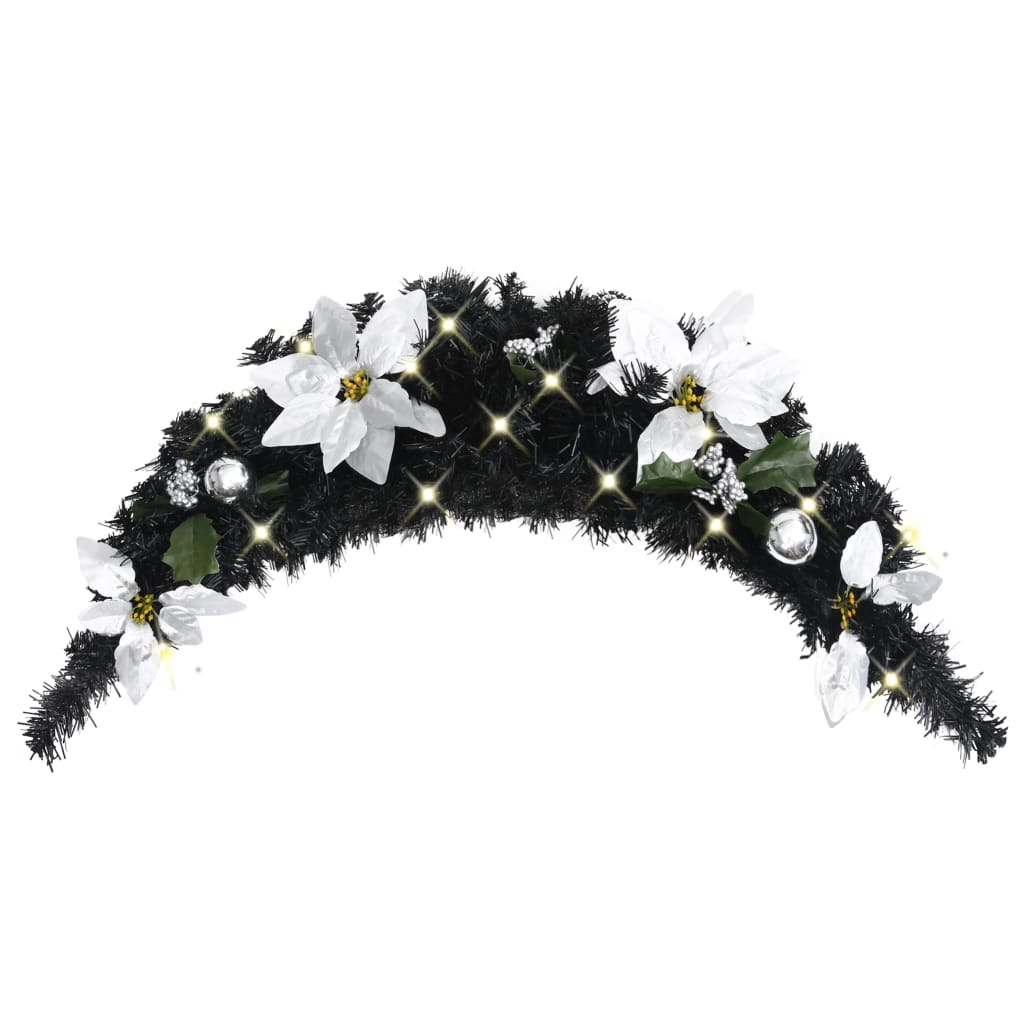 Weihnachts-Türbogen Mit Led-Lichtern Schwarz 90 Cm Pvc