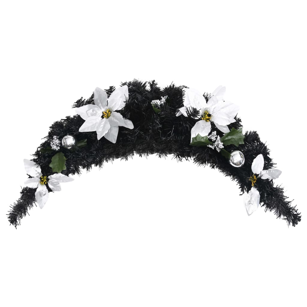Weihnachts-Türbogen Mit Led-Lichtern Schwarz 90 Cm Pvc