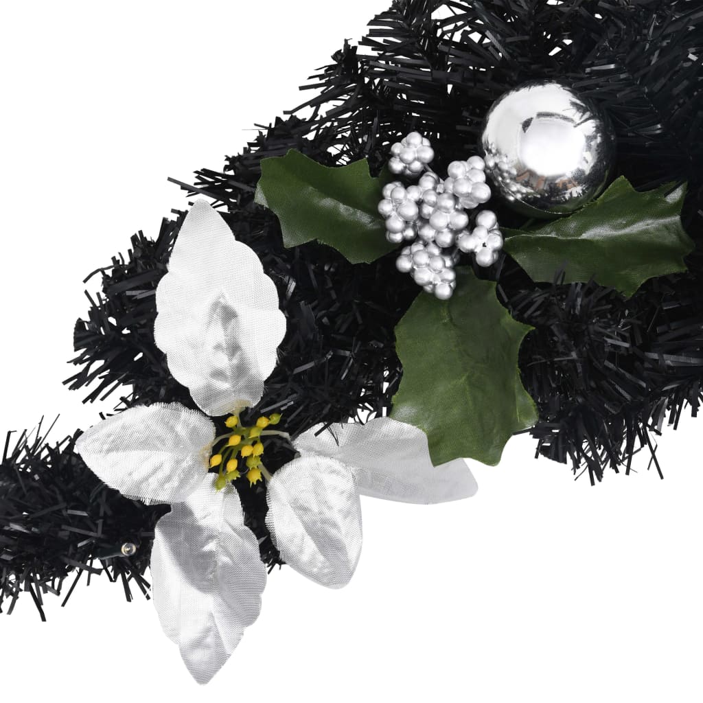 Weihnachts-Türbogen Mit Led-Lichtern Schwarz 90 Cm Pvc