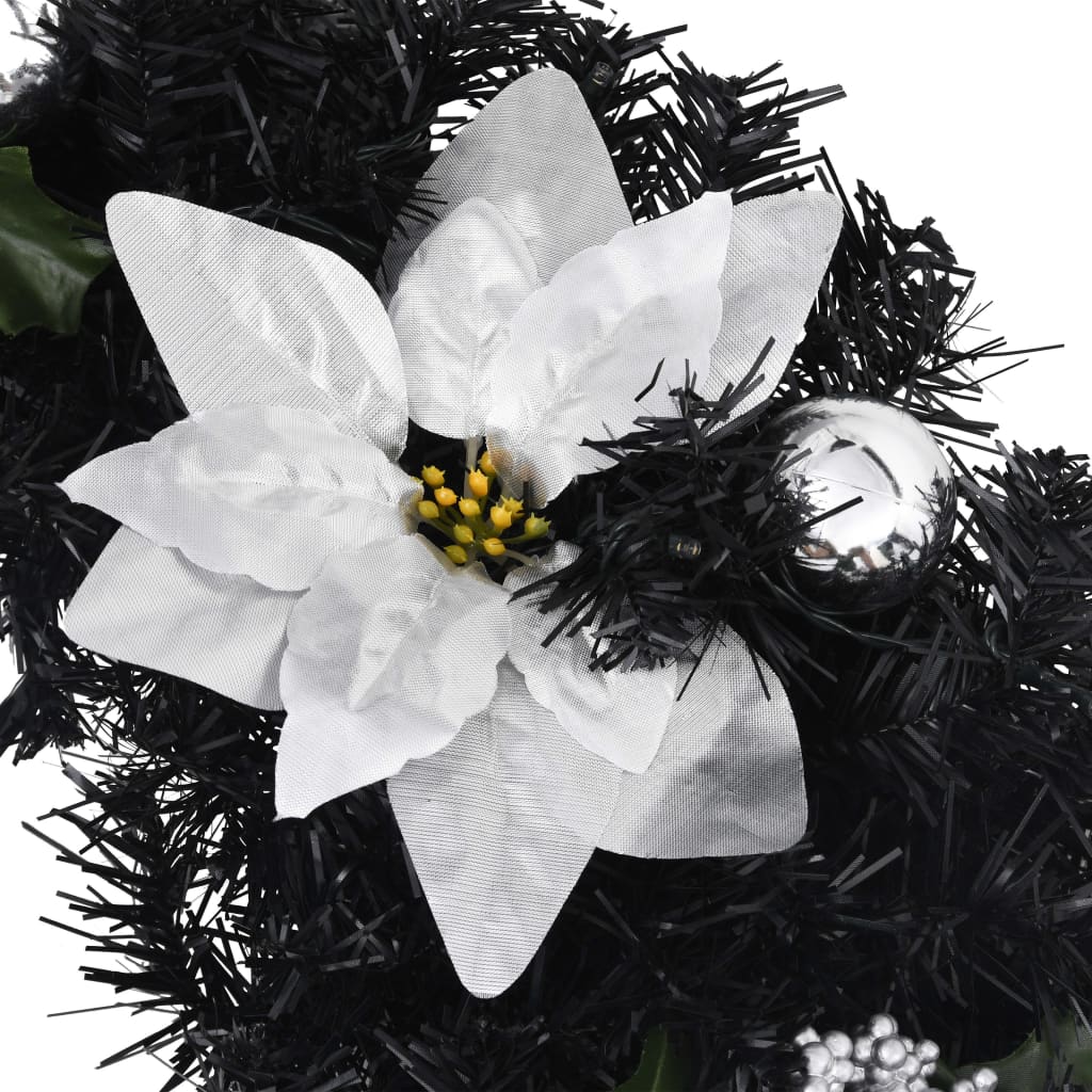 Weihnachts-Türbogen Mit Led-Lichtern Schwarz 90 Cm Pvc
