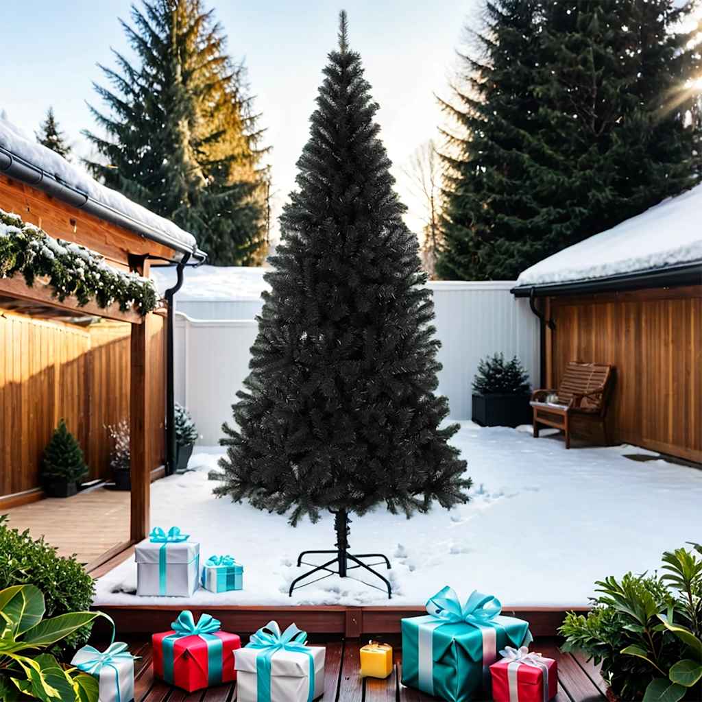 Künstlicher Weihnachtsbaum Mit Ständer 210 Cm Pvc Schwarz