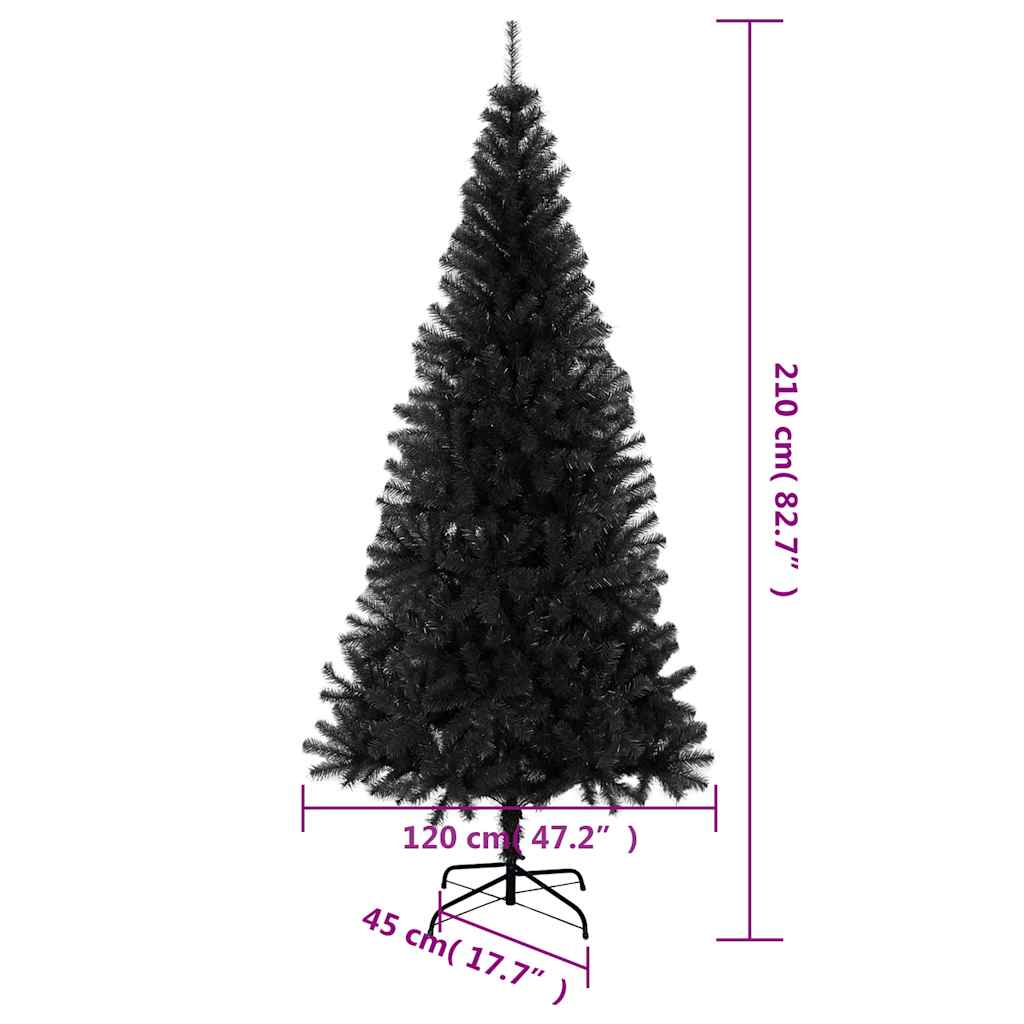 Künstlicher Weihnachtsbaum Mit Ständer 210 Cm Pvc Schwarz