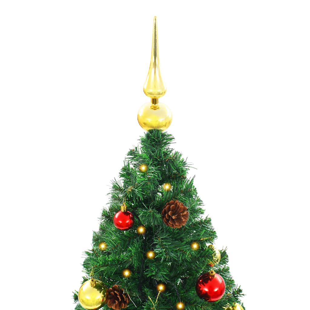 Künstlicher Weihnachtsbaum Mit Beleuchtung & Kugeln 150 Cm Grün