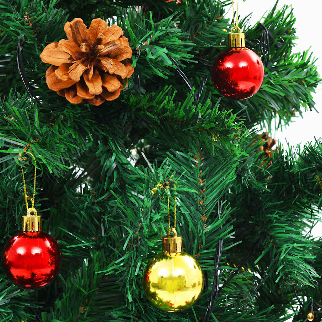 Künstlicher Weihnachtsbaum Mit Beleuchtung & Kugeln 150 Cm Grün