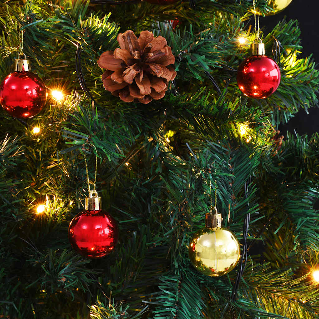 Künstlicher Weihnachtsbaum Mit Beleuchtung & Kugeln 150 Cm Grün